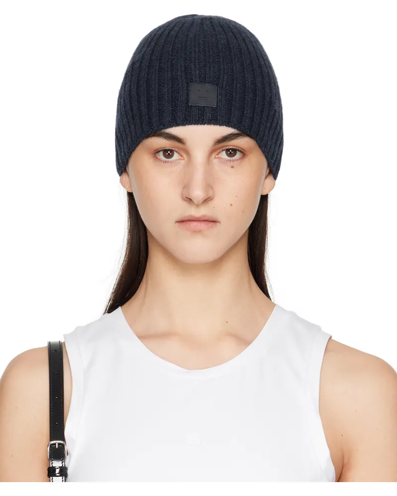 Acne Studios Navy Knitted Beanie Ahe