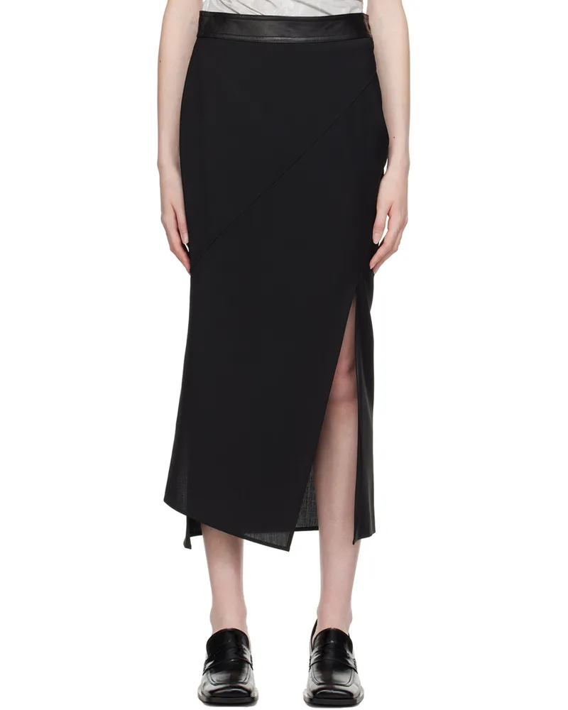 Helmut Lang Black Twisted Midi Skirt Black