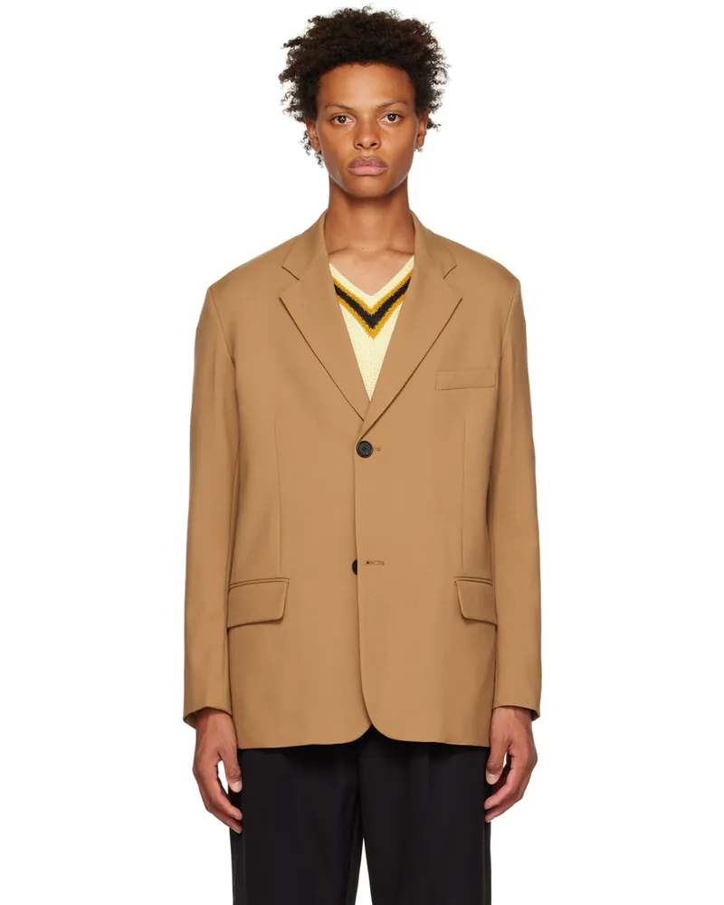 Marni Tan Notched Lapel Blazer 00w58