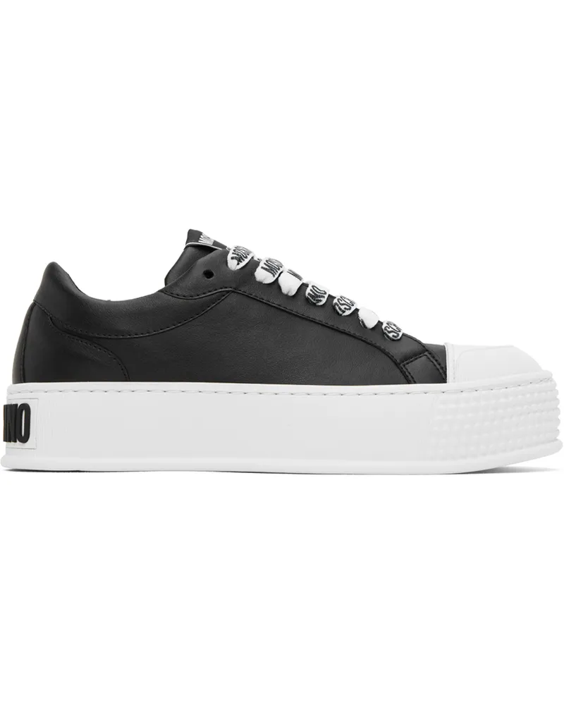 Moschino Black Faux-Leather Sneakers 000