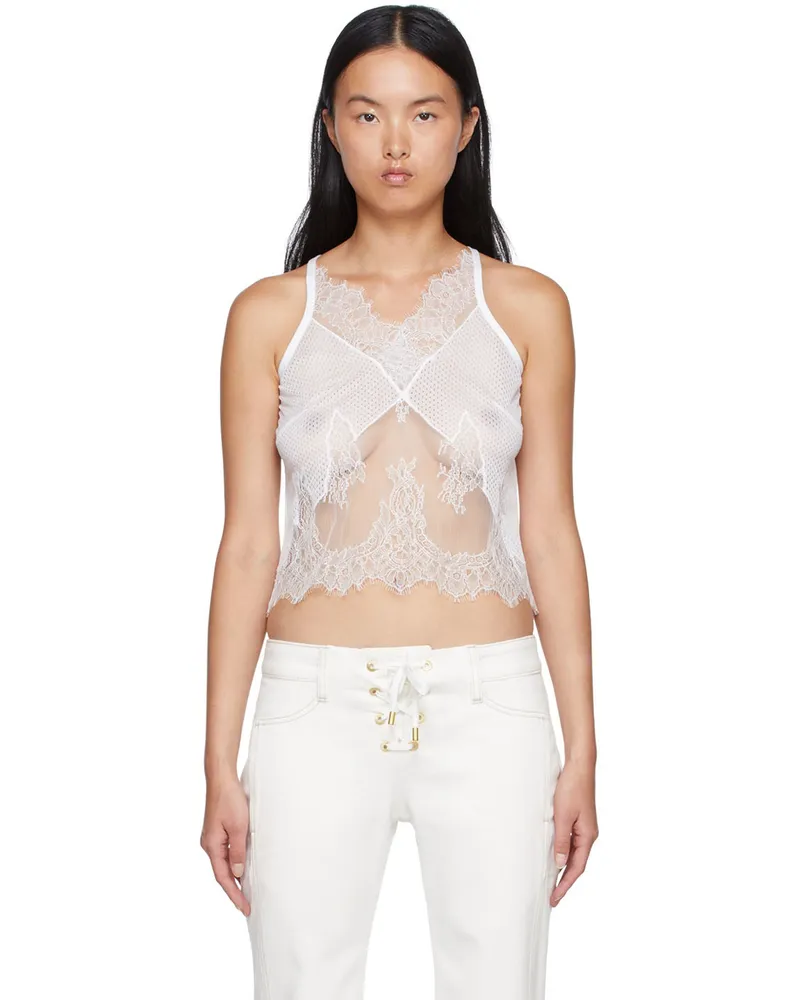 Dion Lee White Nylon Tank Top Ivory
