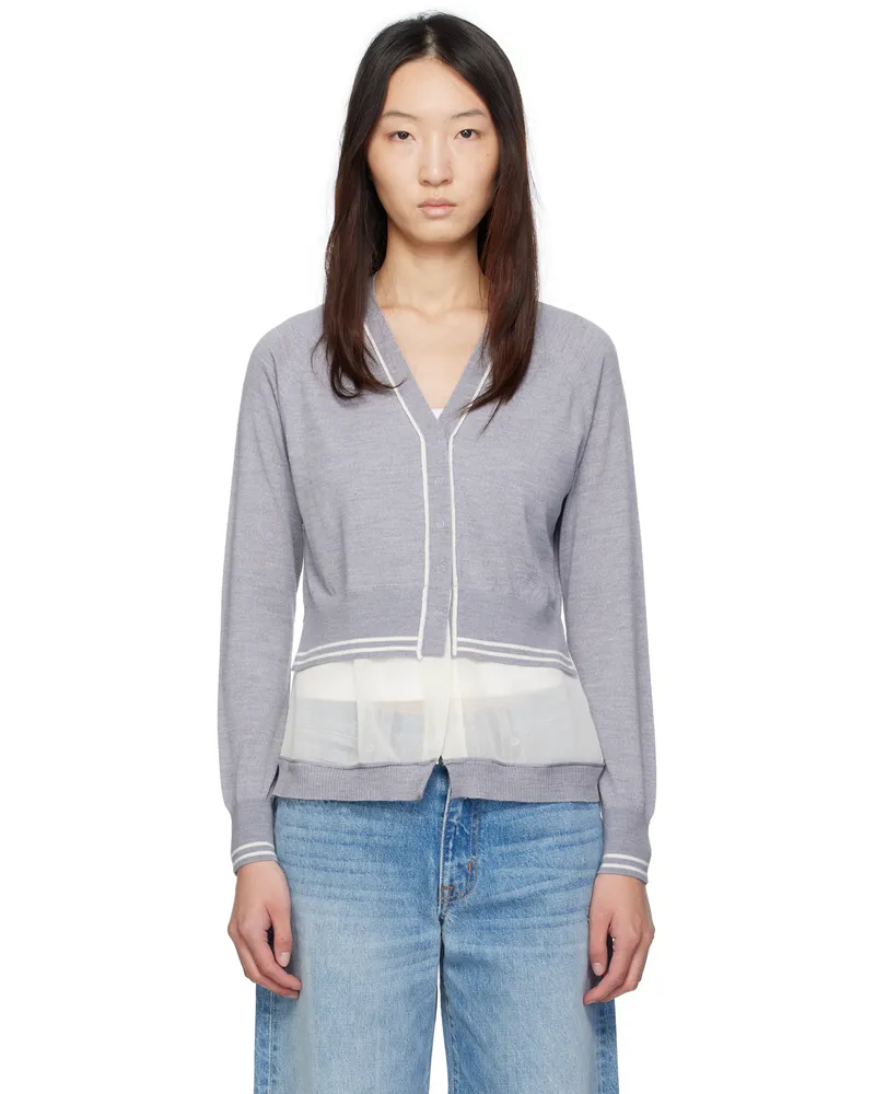 3.1 phillip lim Gray Boxy Cardigan Chiffon Combo Cardigan Grey