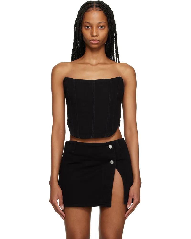 Magda Butrym Black Paneled Denim Corset Black