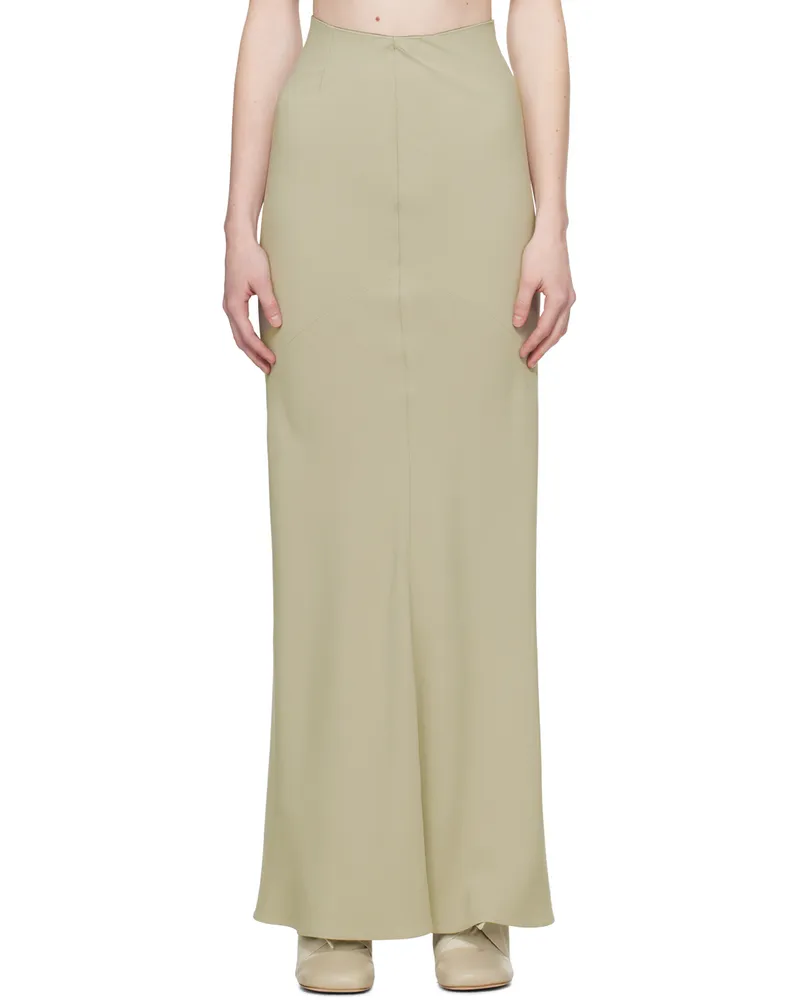 AMI Paris Green Bias-Cut Maxi Skirt Sauge