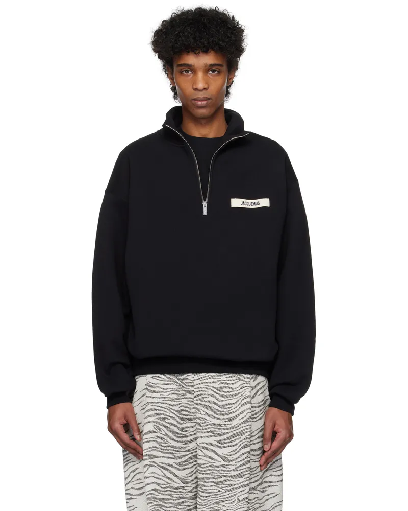 Jacquemus Black 'The Gros Grain zipped-rollneck' Sweatshirt 990