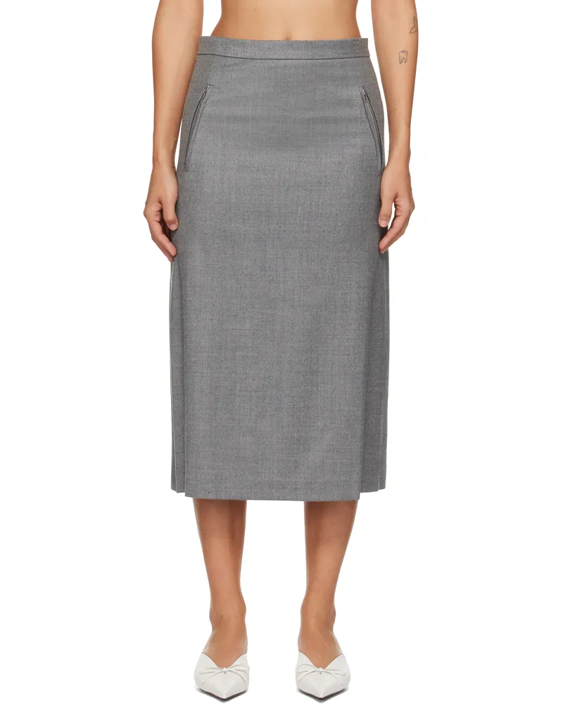 pushBUTTON Gray Side Folded Midi Skirt Gray