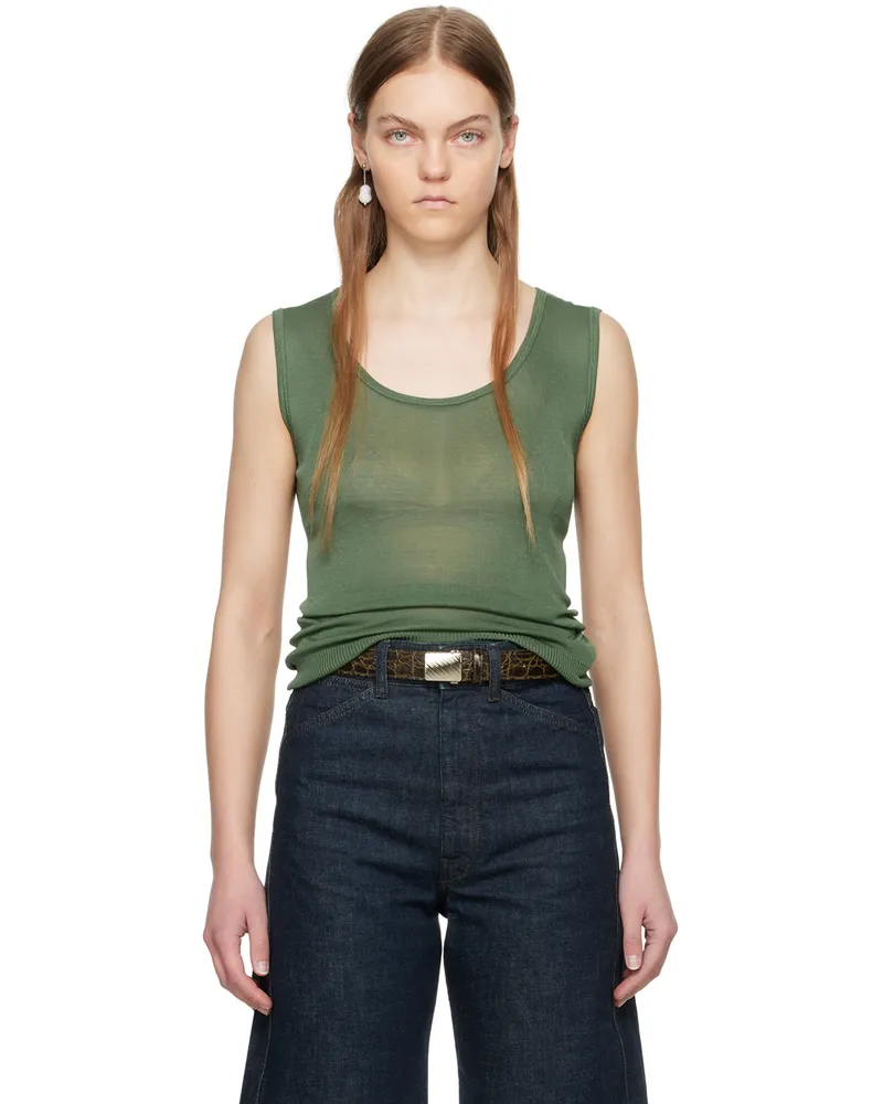 Christophe Lemaire Green Scoop Neck Tank Top Gr627