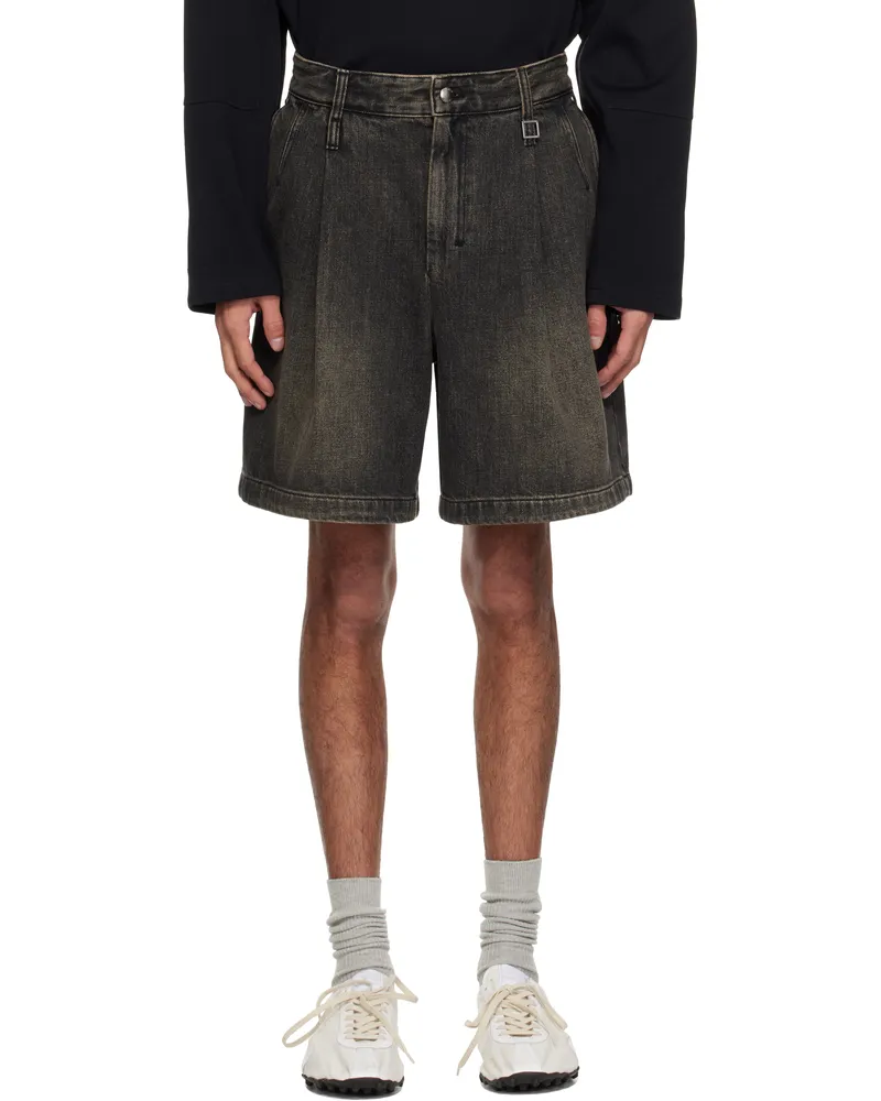 Wooyoungmi Gray One-Tuck Washed Denim Shorts Grey985g