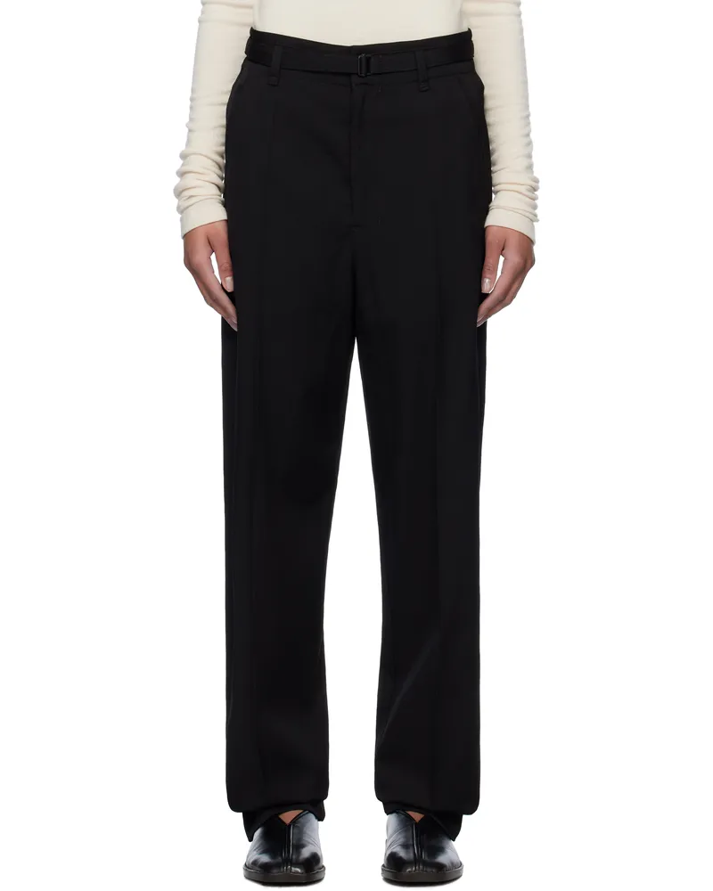 Christophe Lemaire Black Belted Soft Tailored Trousers Bk999