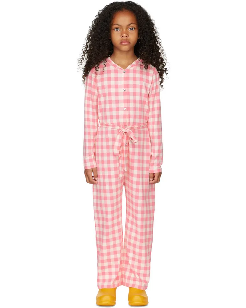 Mini Rodini Kids Pink Gingham Check Jumpsuit Pink