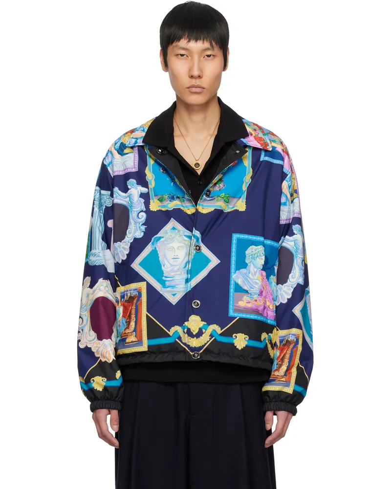 Versace Multicolor 'Versace Gallery' Reversible Blouson Jacket 5ud20-ink