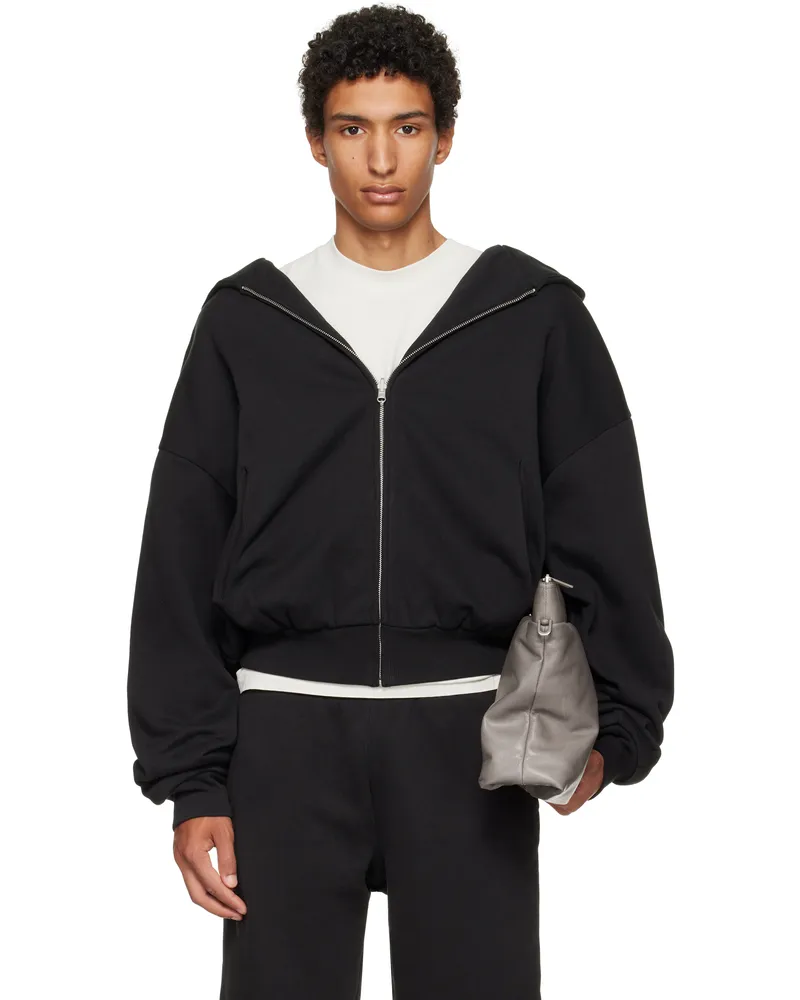 Entire Studios Black Thermal Hoodie Soot