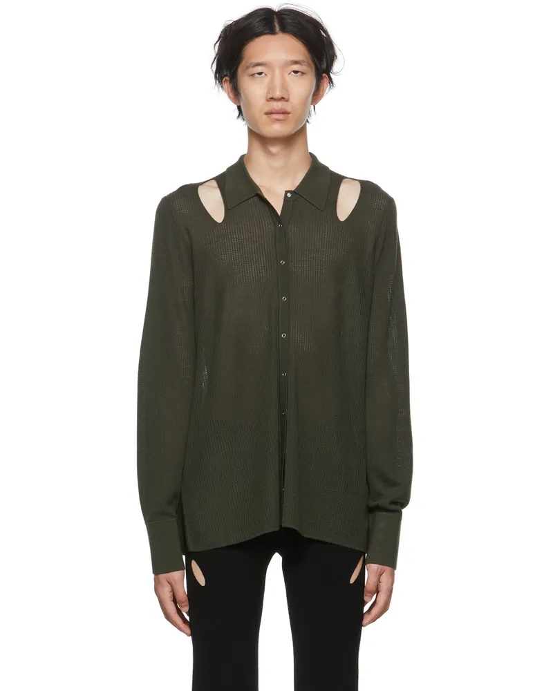 Dion Lee Khaki Cutout Cardigan Shadow