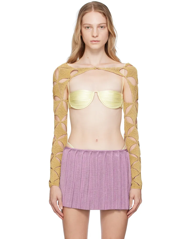 Isa Boulder SSENSE Exclusive Gold Argyle Gloves Gold