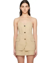 pushBUTTON Beige Button Camisole Beige