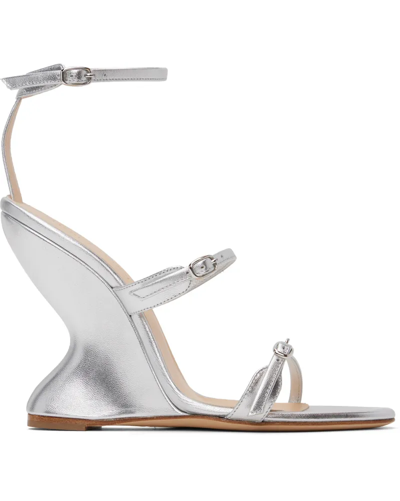 Magda Butrym Silver Inverted Wedge Heeled Sandals Metallic