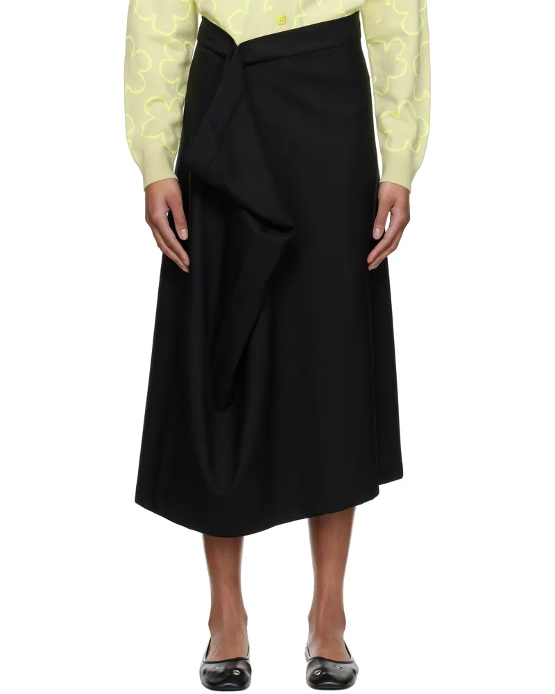 Kenzo Black Kenzo Paris Virgin Wool Midi Skirt 99