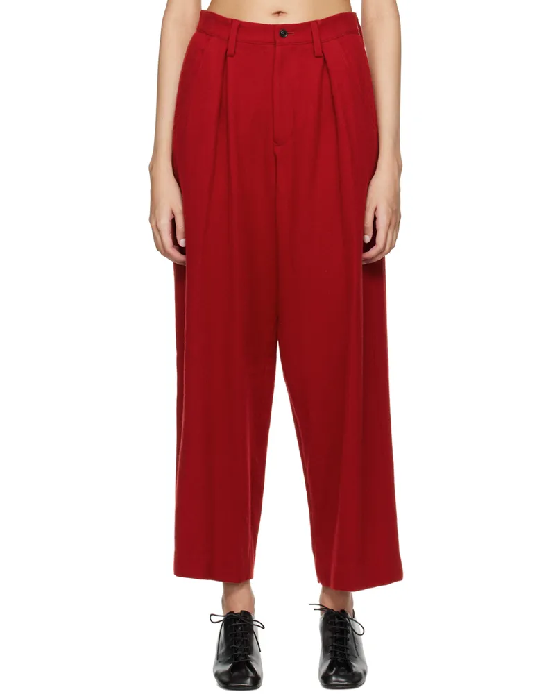 Yohji Yamamoto Red Pleated Trousers 1