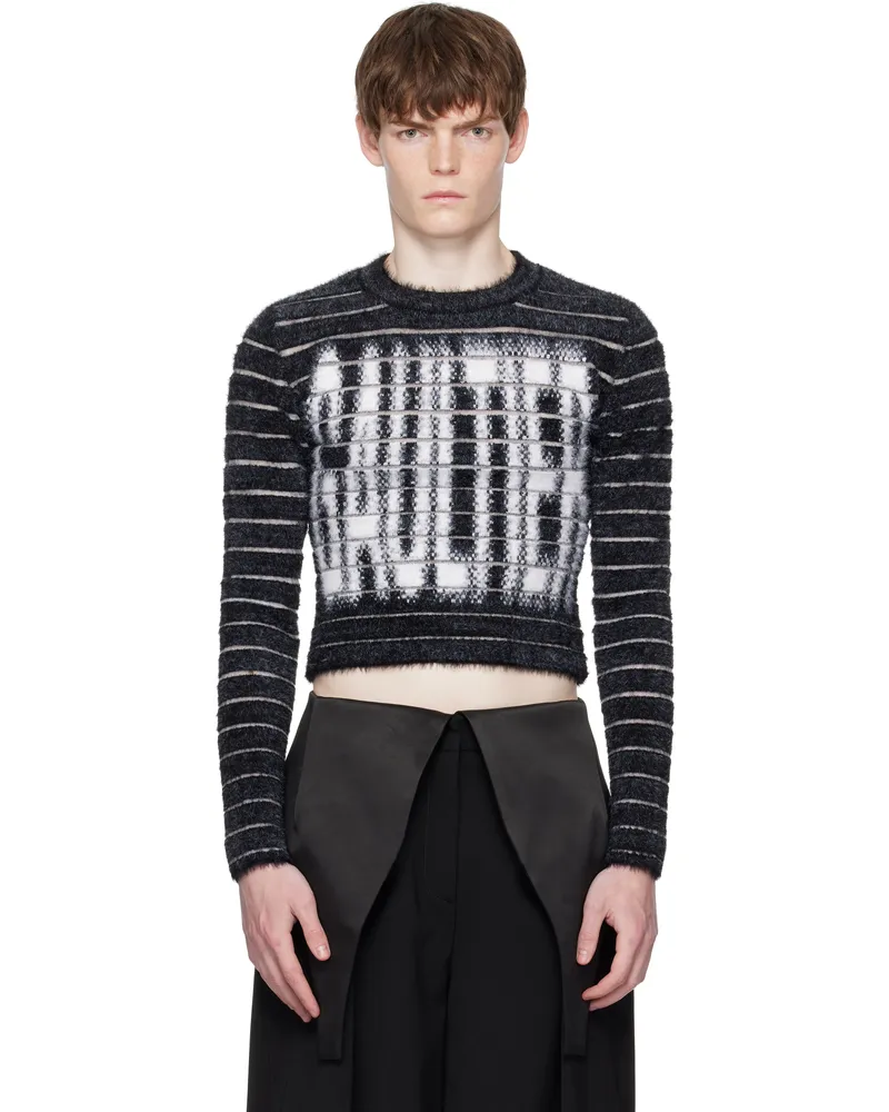 Jean Paul Gaultier Black & White Jacquard 'Gaultier' Sweater 0001-black