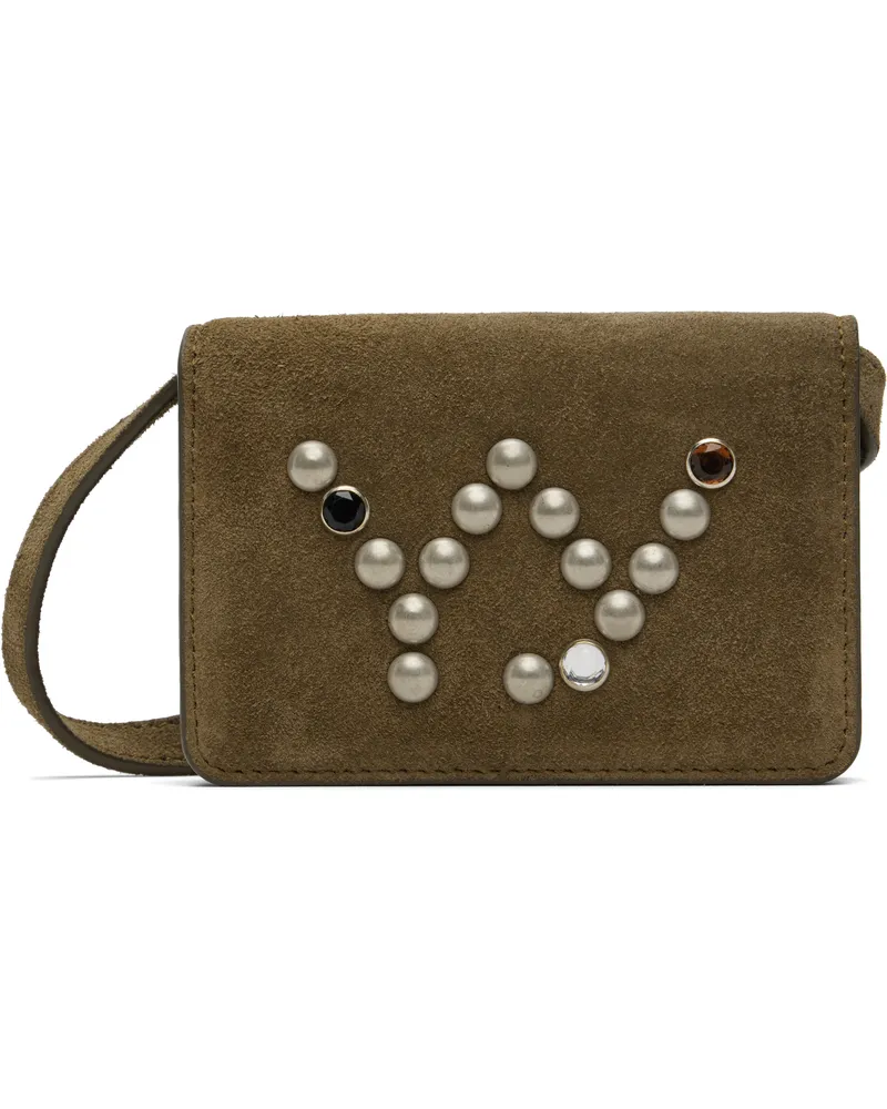 OPEN YY Brown Micro Suede Stud Wallet Bag Khaki
