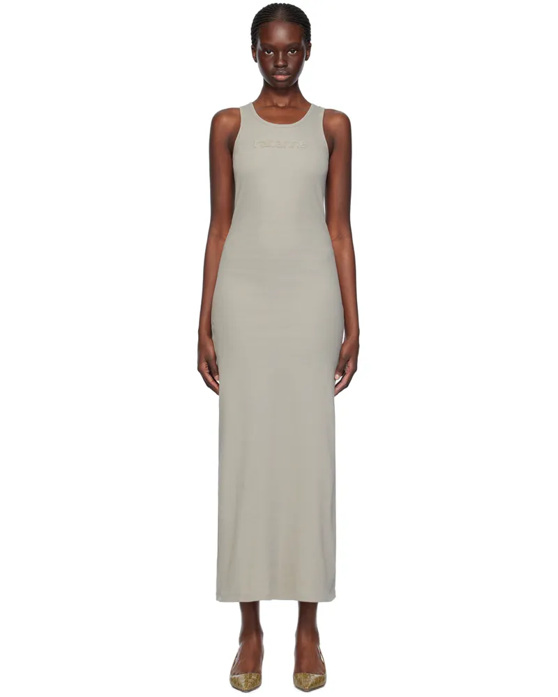 Paco Rabanne Gray Flocked Maxi Dress P020