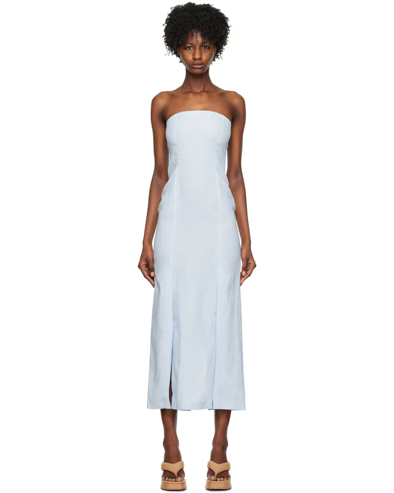 ROTATE Birger Christensen Blue Slit Midi Dress 13-4304