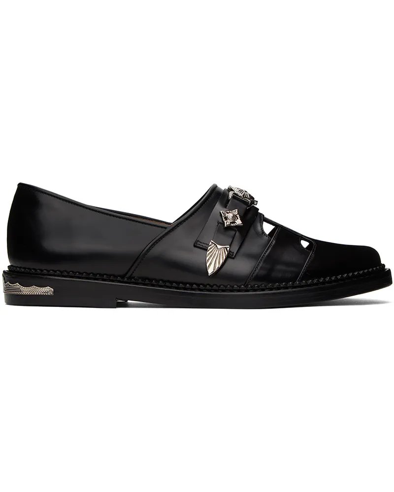 Toga Black Leather Loafers Black