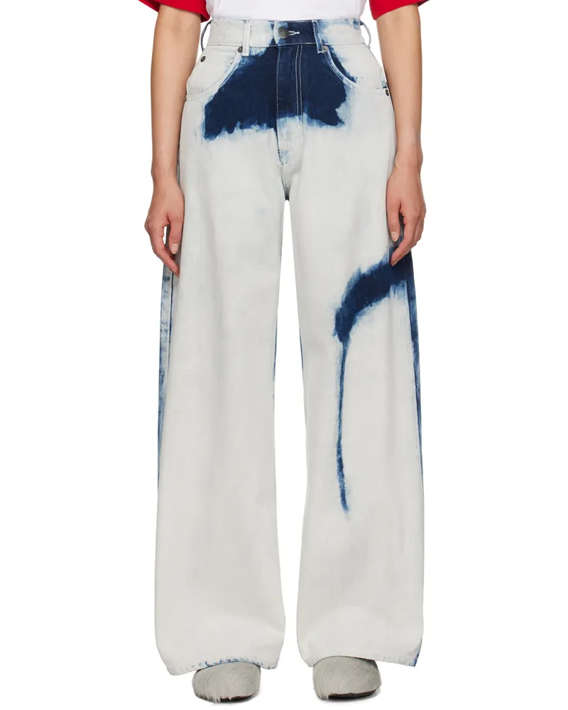 Charles Jeffrey Loverboy Blue Wide Jeans White