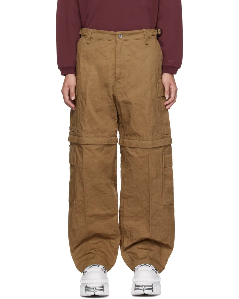 VETEMENTS Beige Metalized Wrinkled Cargo Pants Beige