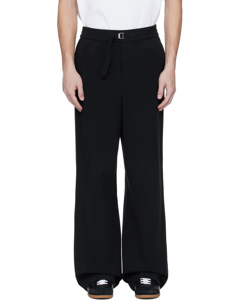 AMI Paris Black Elasticated Trousers 001