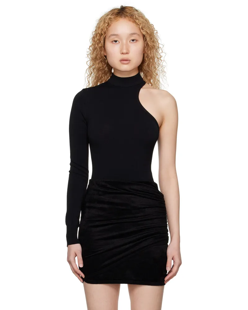 Alaïa Black Asymmetric Second Skin Bodysuit 995