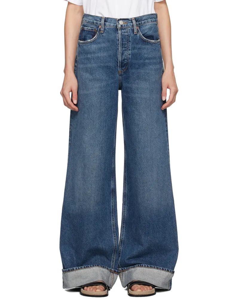 AGOLDE Indigo Dame High Rise Wide Leg Jeans Control