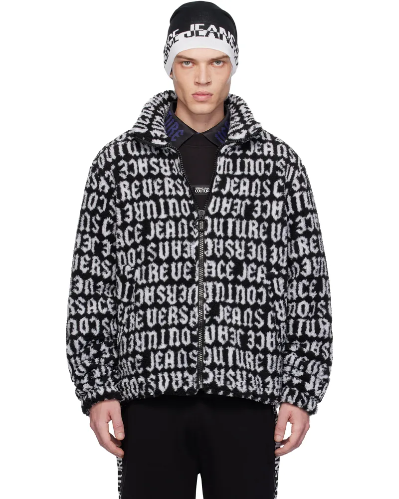 Versace Jeans Black & White Logomania Teddy Jacket El01-899