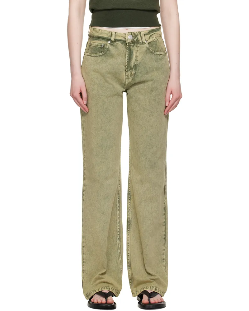 AMI Paris Khaki Cotton Large Fit Jeans Laurel
