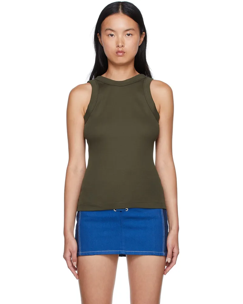 Dion Lee Green Organic Cotton Tank Top Army