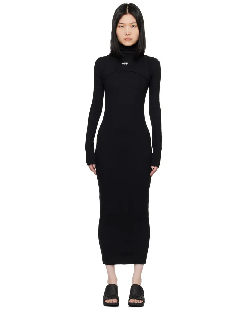 OFF-WHITE Black Off Stamp Rib Round Maxi Dress Black