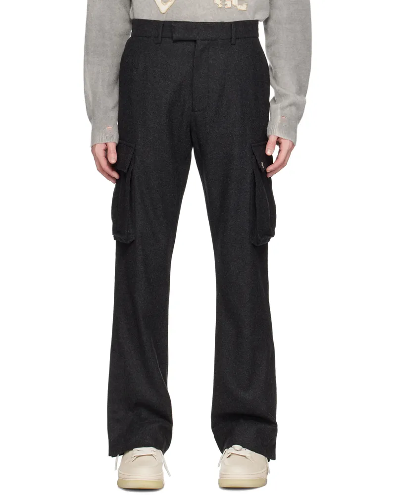 Amiri Gray Flared Cargo Pants Grey-wool