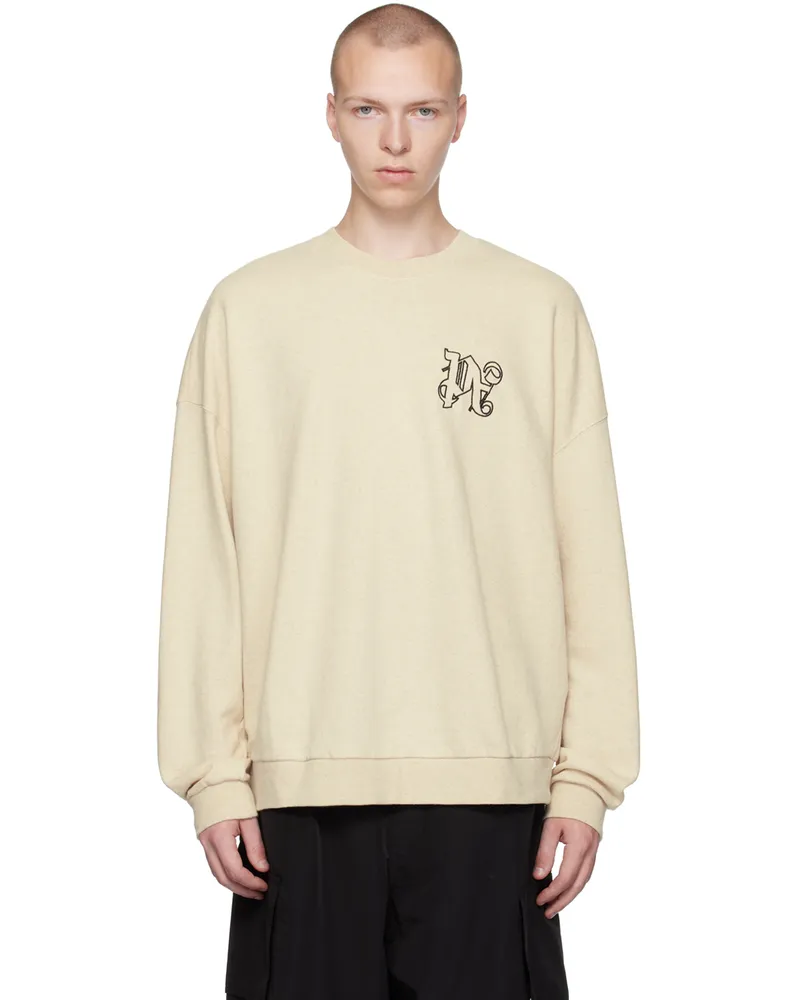 Palm Angels Beige Monogram Sweatshirt Beige