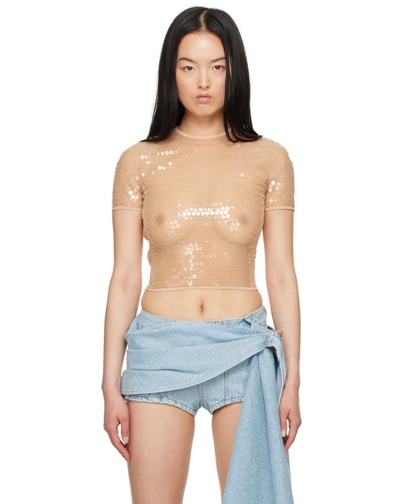 Thierry Mugler Beige Cropped T-Shirt 2999
