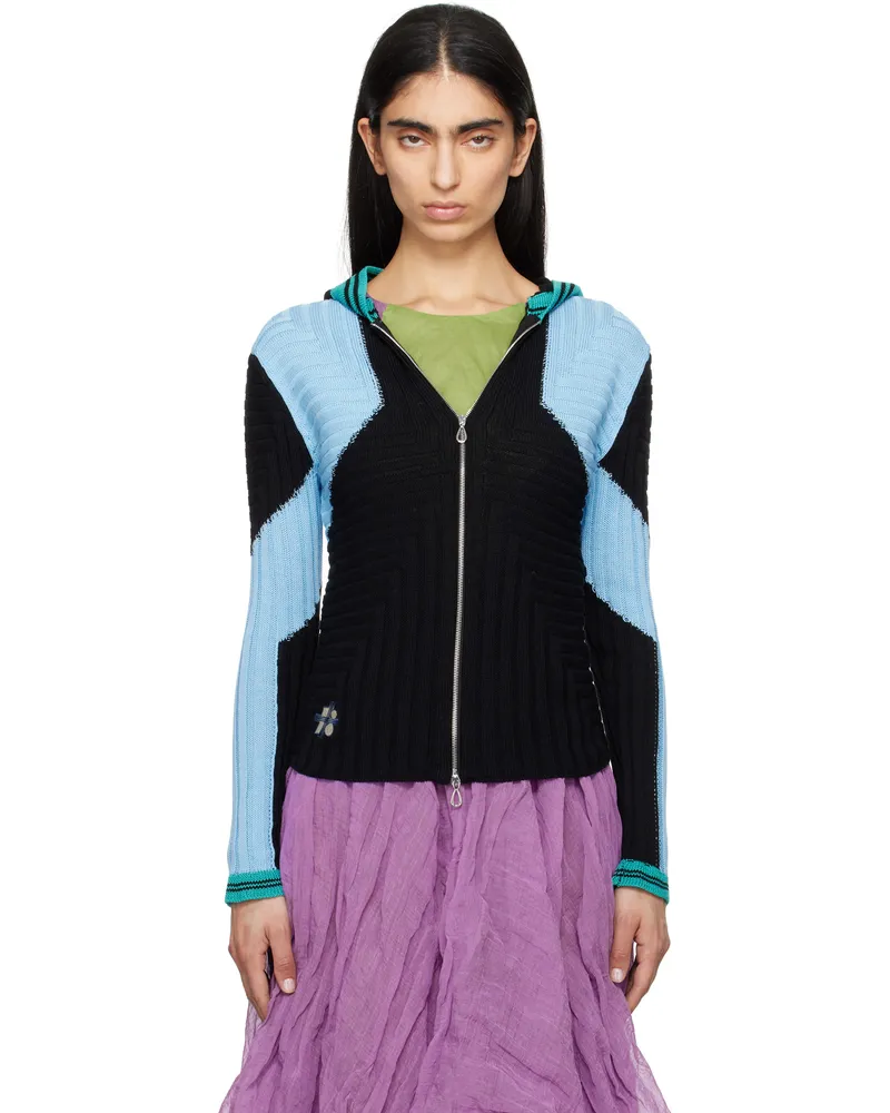 KIKO KOSTADINOV Black & Blue Quimby Fitted Knit Hoodie Carbon