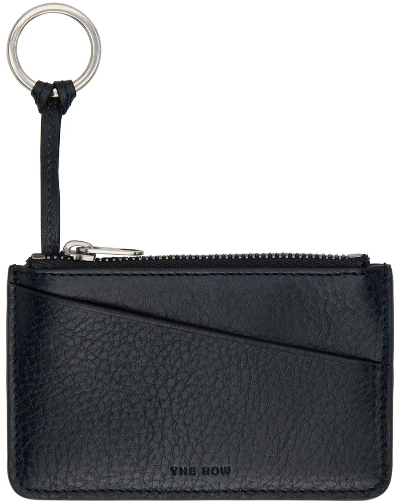 The Row Navy Zipped Keychain Wallet Nvas