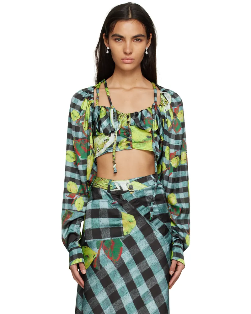 OTTOLINGER Blue Lemon Gingham Blouse Lemon