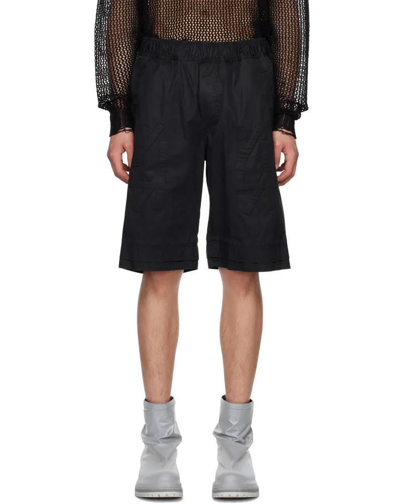44 LABEL GROUP Black Embossed Shorts 099