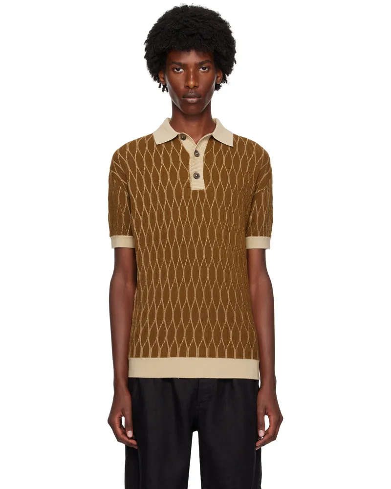 King & Tuckfield Brown Pattern Polo Espresso