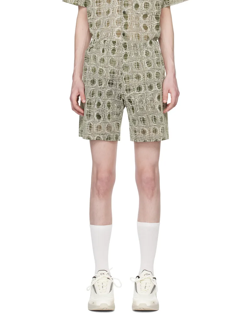 Olly Shinder Green Warp Shorts Printed
