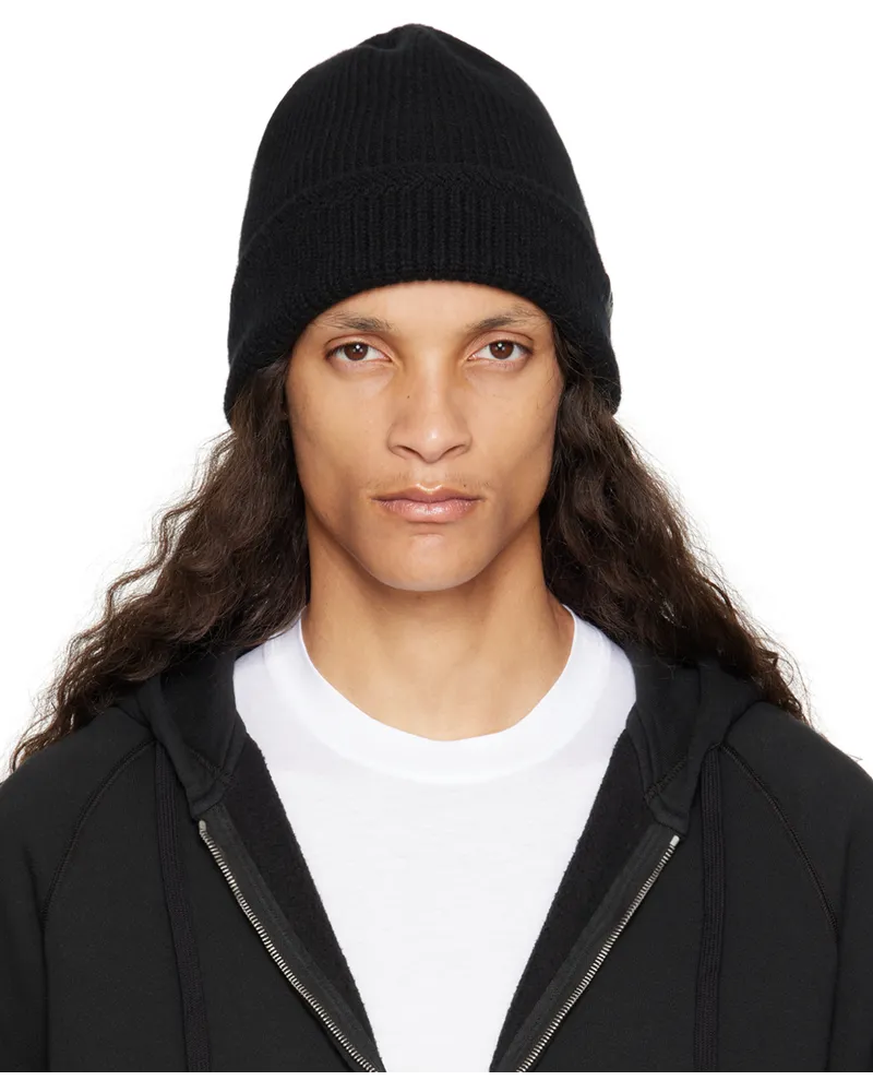 Tom Ford Black Cashmere Knitted Beanie Black