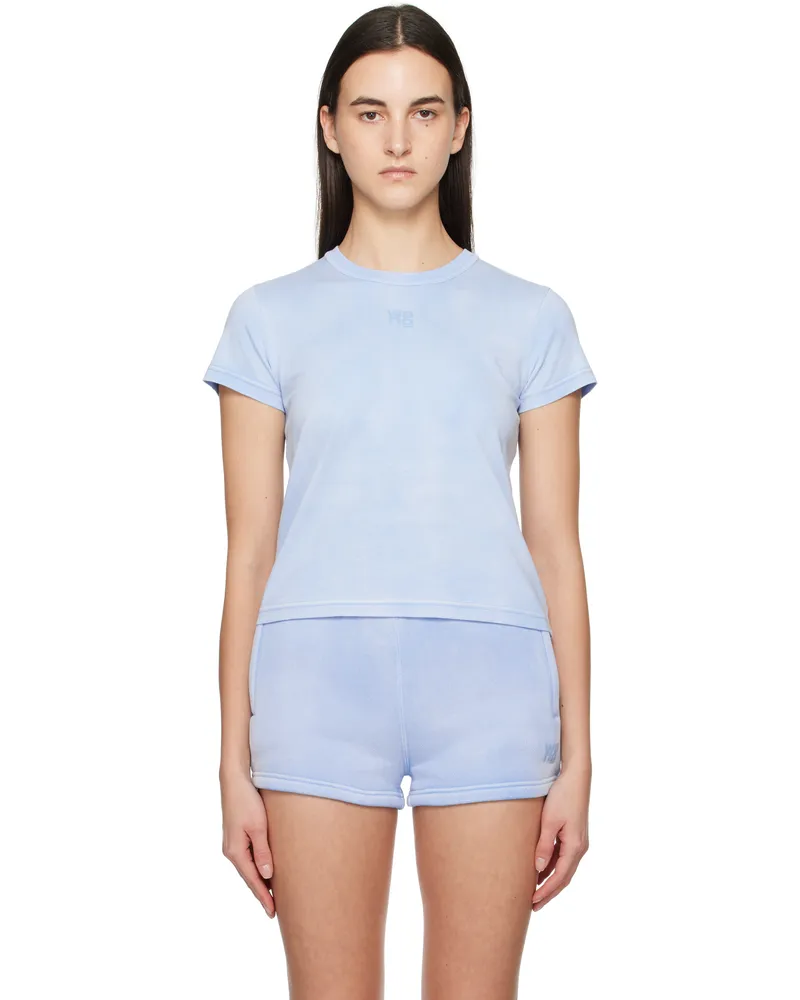 Alexander Wang Blue Puff Logo Shrunken T-shirt Washed