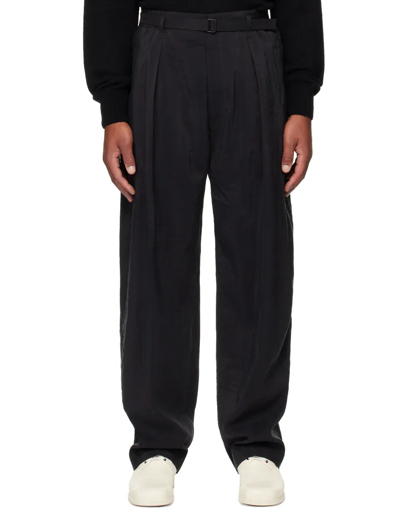 Christophe Lemaire Black Belted Relaxed Trousers Bk999