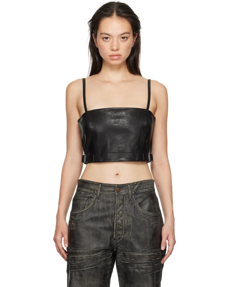 Acne Studios Black Leather Bustier Camisole 900