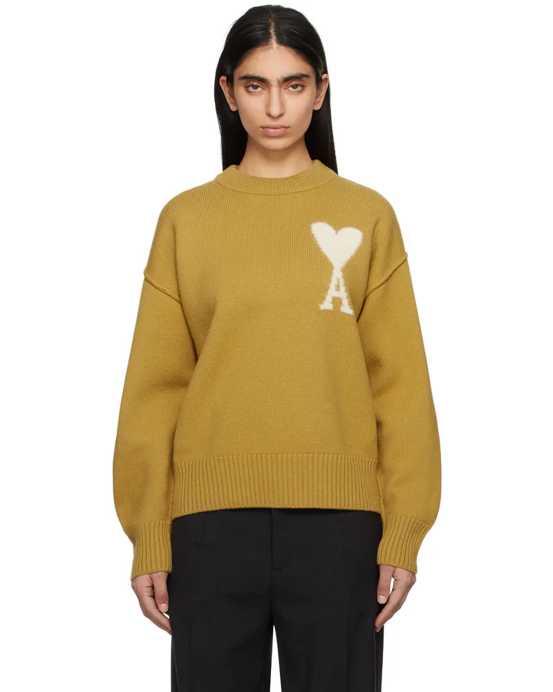 AMI Paris Khaki Wool Ami de Coeur Sweater Havana